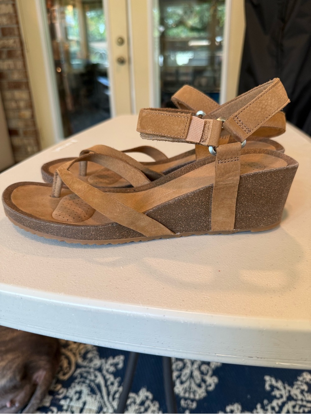 Teva Tan Suede Wedge Sandals with Ankle Strap